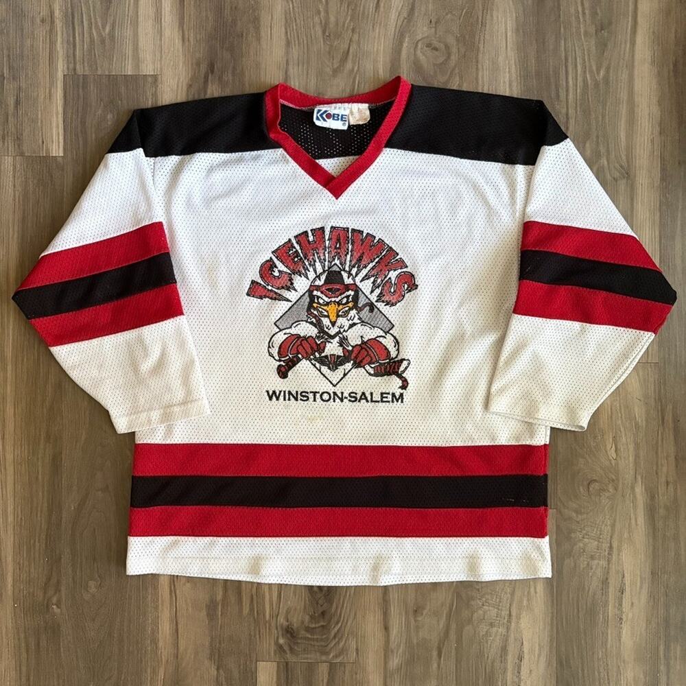 Vintage Winston Salem Icehawks Hockey Jersey Mens Size XL Kobe 1990s RARE UHL